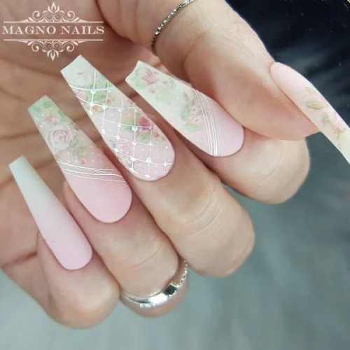 Hochzeitsnägel Romanic Transfer Folien Matt Nageldesign Ideen